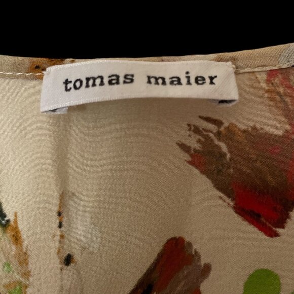 Tomas Maier Pre-Fall 2017 Vogue Collection Floral Silk Blouse Women's 8 Beige Re - Picture 4 of 6